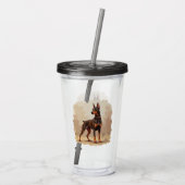 Roter Rostbrauner Dobermann Pinscher Hund Acryltrinkbecher (Rückseite)