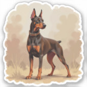 Roter Rostbrauner Dobermann Pinscher Hund Aufkleber (Vorderseite)