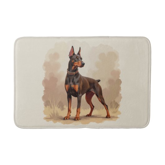 Roter Rostbrauner Dobermann Pinscher Hund Badematte (Vorderseite)