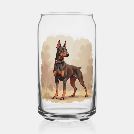 Roter Rostbrauner Dobermann Pinscher Hund Dosenglas (Vorderseite)