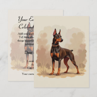 Roter Rostbrauner Dobermann Pinscher Hund Einladung