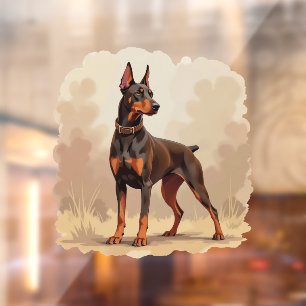 Roter Rostbrauner Dobermann Pinscher Hund Fensteraufkleber