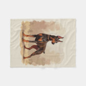 Roter Rostbrauner Dobermann Pinscher Hund Fleecedecke (Vorderseite (Horizontal))