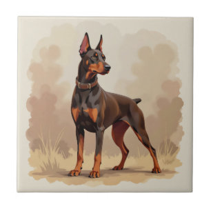 Roter Rostbrauner Dobermann Pinscher Hund Fliese