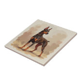 Roter Rostbrauner Dobermann Pinscher Hund Fliese (Seite)