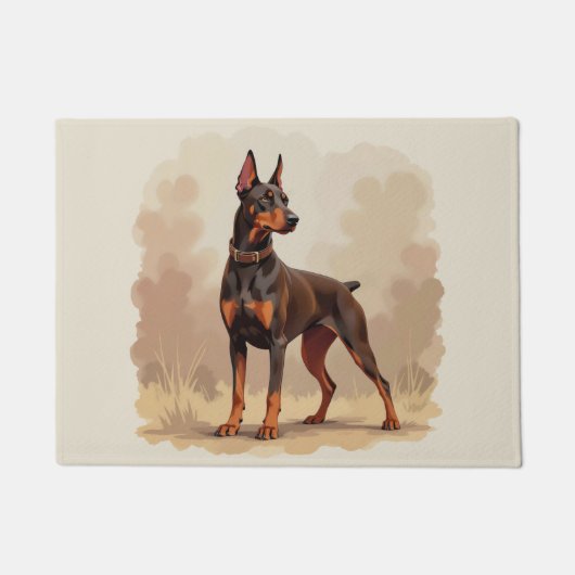 Roter Rostbrauner Dobermann Pinscher Hund Fußmatte (Vorderseite)