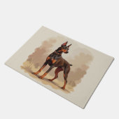 Roter Rostbrauner Dobermann Pinscher Hund Fußmatte (Schrägansicht)