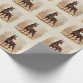Roter Rostbrauner Dobermann Pinscher Hund Geschenkpapier (Ecke)