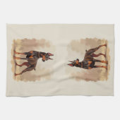Roter Rostbrauner Dobermann Pinscher Hund Geschirrtuch (Horizontal)