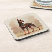 Roter Rostbrauner Dobermann Pinscher Hund Getränkeuntersetzer (Linke Seite)
