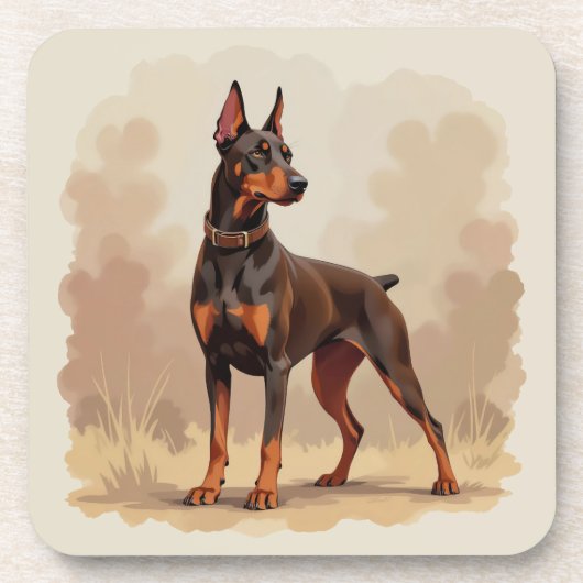 Roter Rostbrauner Dobermann Pinscher Hund Getränkeuntersetzer (Vorderseite)