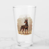 Roter Rostbrauner Dobermann Pinscher Hund Glas (Rückseite)