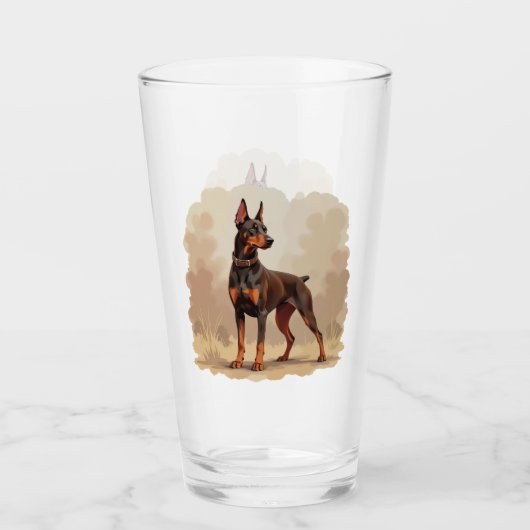 Roter Rostbrauner Dobermann Pinscher Hund Glas (Vorderseite)