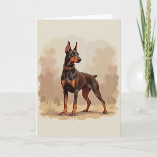 Roter Rostbrauner Dobermann Pinscher Hund Karte (Vorderseite)