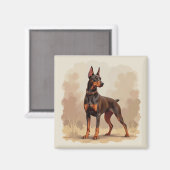Roter Rostbrauner Dobermann Pinscher Hund Magnet (Vorderseite/Rückseite)