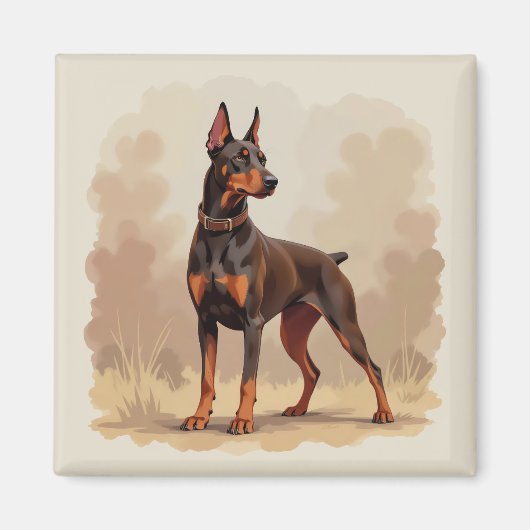 Roter Rostbrauner Dobermann Pinscher Hund Magnet (Vorne)