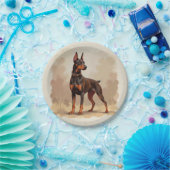 Roter Rostbrauner Dobermann Pinscher Hund Pappteller (Party)