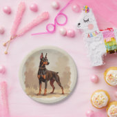 Roter Rostbrauner Dobermann Pinscher Hund Pappteller (Party)