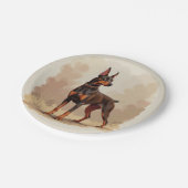 Roter Rostbrauner Dobermann Pinscher Hund Pappteller (Schrägansicht)