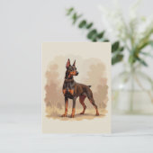 Roter Rostbrauner Dobermann Pinscher Hund Postkarte (Stehend Vorderseite)