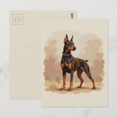 Roter Rostbrauner Dobermann Pinscher Hund Postkarte (Vorne/Hinten)