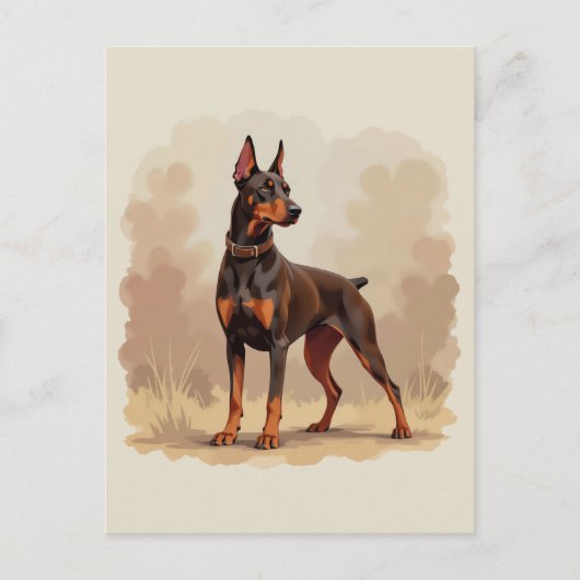 Roter Rostbrauner Dobermann Pinscher Hund Postkarte (Vorderseite)