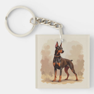 Roter Rostbrauner Dobermann Pinscher Hund Schlüsselanhänger
