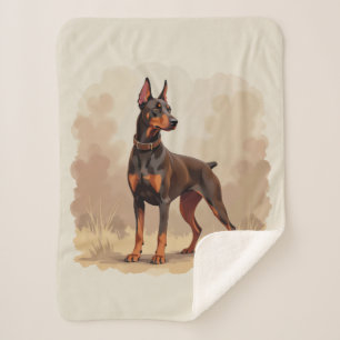 Roter Rostbrauner Dobermann Pinscher Hund Sherpadecke
