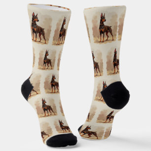 Roter Rostbrauner Dobermann Pinscher Hund Socken
