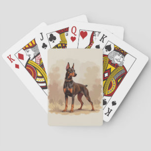 Roter Rostbrauner Dobermann Pinscher Hund Spielkarten