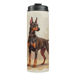 Roter Rostbrauner Dobermann Pinscher Hund Thermosbecher