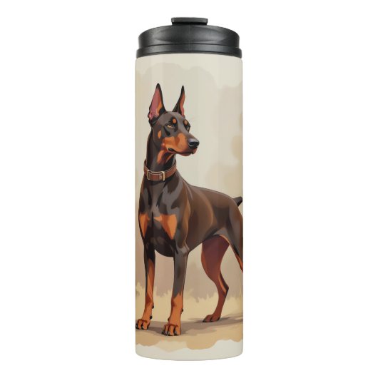 Roter Rostbrauner Dobermann Pinscher Hund Thermosbecher (Vorderseite)