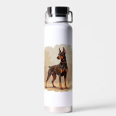 Roter Rostbrauner Dobermann Pinscher Hund Trinkflasche (Rückseite)