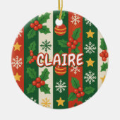 Roter Roter Teller Roter Teller Snowflake Keramik Ornament (Vorne)