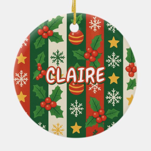 Roter Roter Teller Roter Teller Snowflake Keramik Ornament (Hinten)