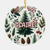 Roter Roter Urlaub Pinecone Pinienwälder Keramik Ornament (Vorne)