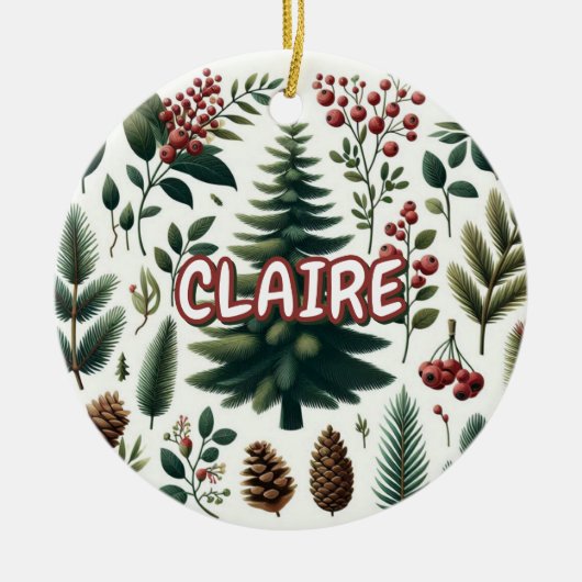 Roter Roter Urlaub Pinecone Pinienwälder Keramik Ornament (Vorne)