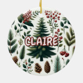 Roter Roter Urlaub Pinecone Pinienwälder Keramik Ornament (Hinten)