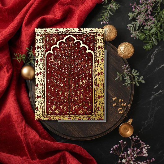 Roter Rotholz Folien Feiertagspostkarte