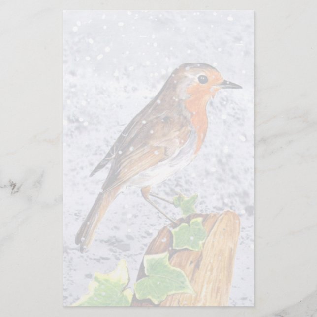 Roter Rotkehlchen in der Schneekunst (Vorderseite)