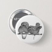 Roter Rotkehlchen-Knopf Button (Vorne & Hinten)