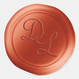 Roter Rust 2-Letter-Monogramm-Wachs-Siegel-Aufkleb Runder Aufkleber