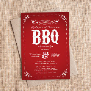 Roter rustikaler Probedinner-Abend BBQ Einladung