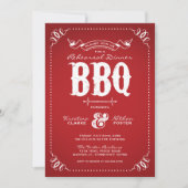 Roter rustikaler Probedinner-Abend BBQ Einladung (Vorderseite)