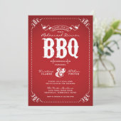 Roter rustikaler Probedinner-Abend BBQ Einladung (Stehend Vorderseite)