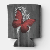 Roter Rustikaler Schmetterling Personalisiert Dosenkühler (Rückseite)