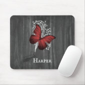Roter Rustikaler Schmetterling-Personalisierter Ma Mousepad (Mit Mouse)