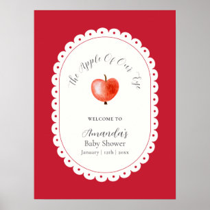 Roter Rustikaler Vintage-Apfel-Baby-Shower-Willkom Poster