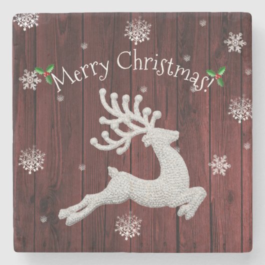 Roter Rustikaler Weihnachtsbaum Untersetzer (Vorderseite)