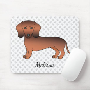 Roter Sable Kurzhaar Dachshund Cartoon-Hund & Name Mousepad